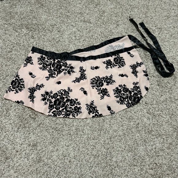 Floral Black and Pink Women's Wrap Skirt - Picture 2 of 3